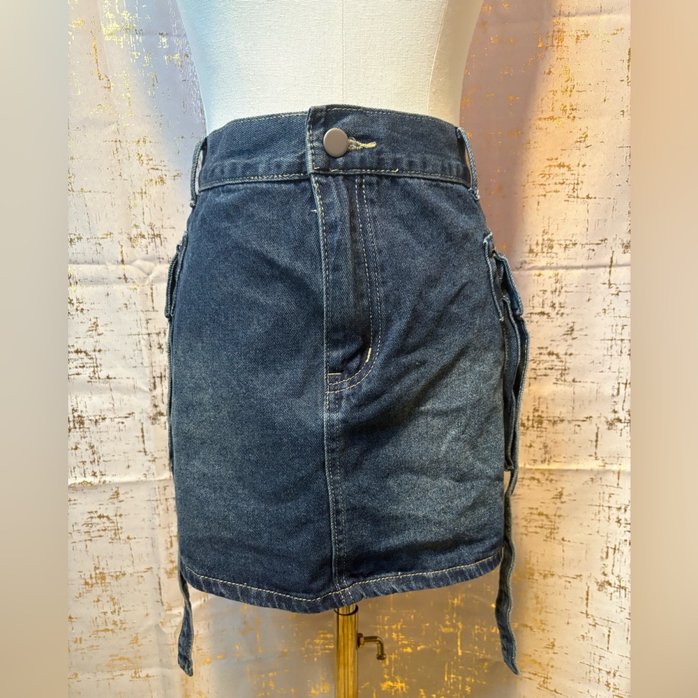 Denim Mini Skirt with Side Pockets
